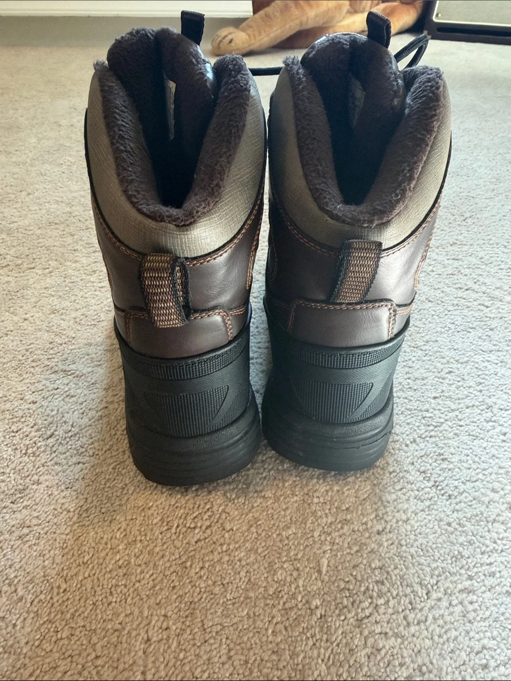 Men's Brown Waterproof Winter Boots - Rugged Lace-Up Outdoor Boots